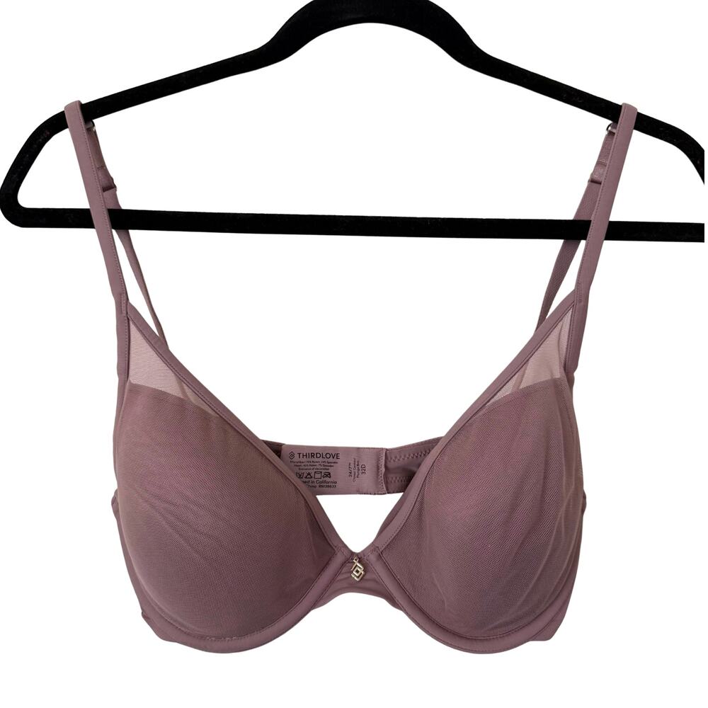ThirdLove Purple 24/7 Classic Contour Uplift Plunge Wired Push Up Bra - 32D